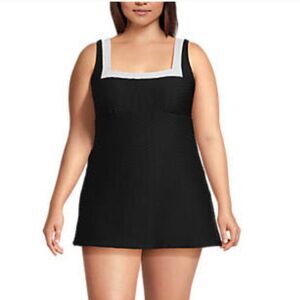 Lands' End swimsuit $135 new nwt 2x black modest Swimdress swim suit dress xxl
